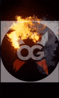 the abc logo is on fire in a black circle