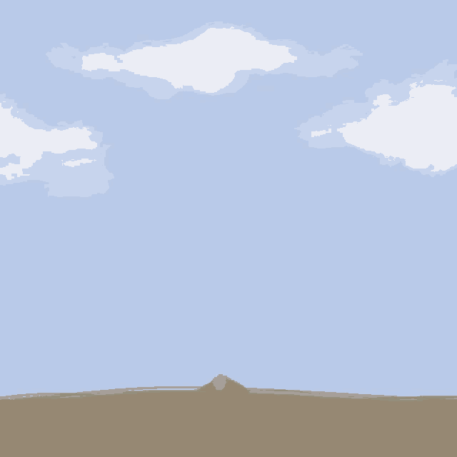 a small plant is growing out of the ground with a blue sky in the background