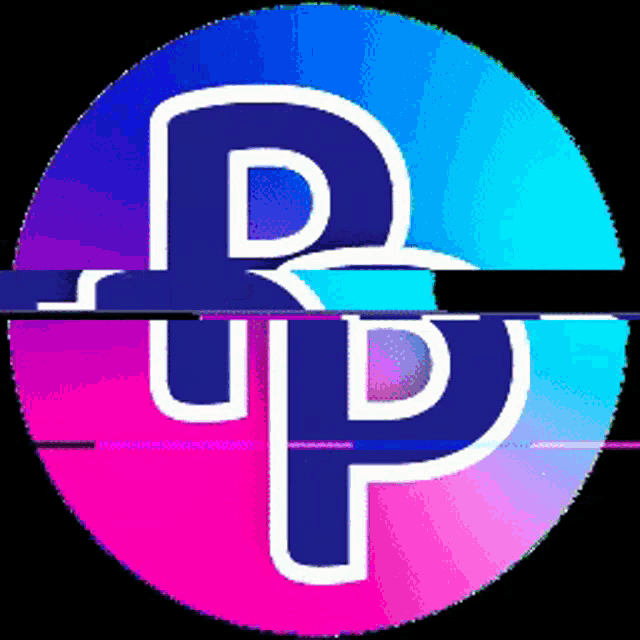 a blue and pink circle with the letter p in the middle