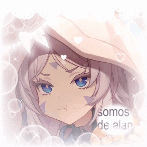 a picture of a girl with the words somos de alan written on it