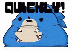 a cartoon drawing of sonic the hedgehog with the words quickly below him