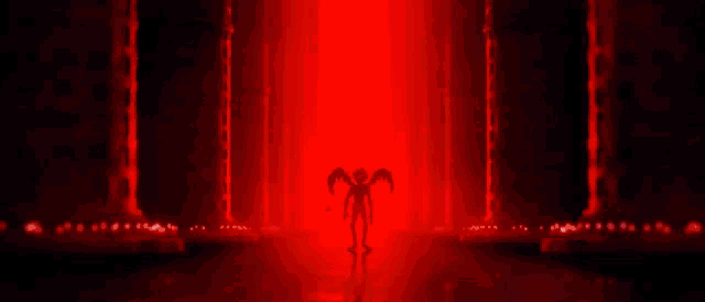 a close up of a person 's face with glowing red eyes