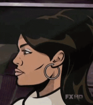 a cartoon of a woman wearing hoop earrings with fxhd written in the corner