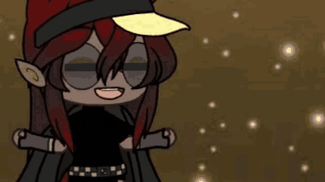 a cartoon girl wearing a hat and sunglasses is dancing .
