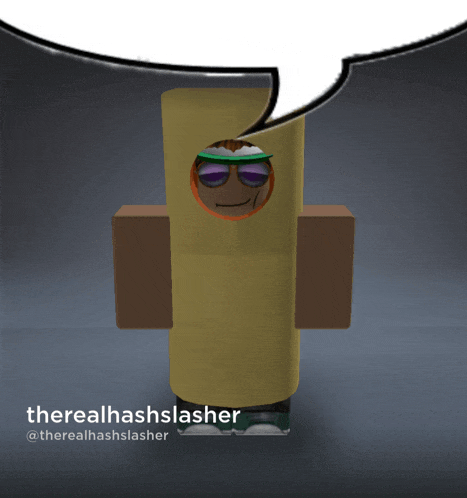 a 3d model of a person with a speech bubble and the name therealhashslasher