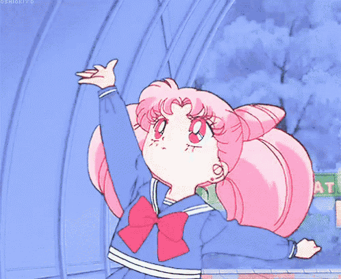 a cartoon girl blowing cotton candy in front of a pancake shop
