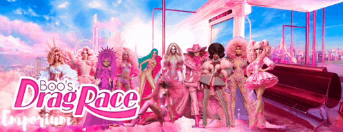 a poster for boo 's drag race emporium with a group of drag queens