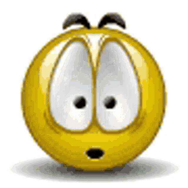 a yellow smiley face with big eyes and a surprised expression .