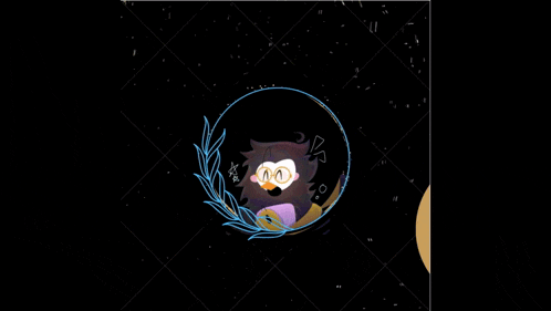 a cartoon owl with glasses is in a circle with a laurel wreath
