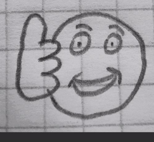 a drawing of a face with a thumbs up on it