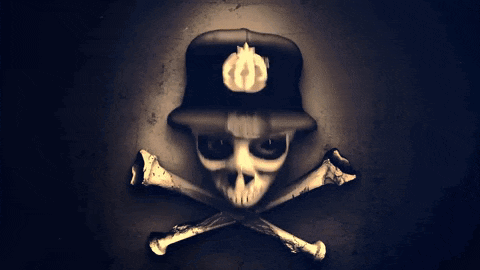 a skull and crossbones with a hat that says anarchy on it