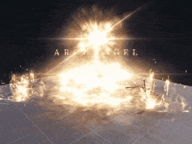 a computer generated image of a fire explosion with the word armageddon written on it