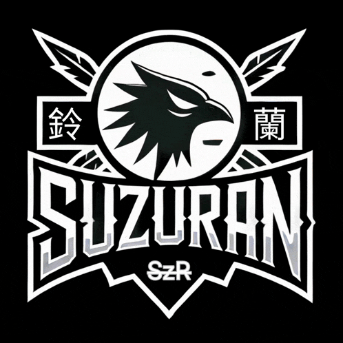 a black and white logo for suzuran szr with an eagle in the center