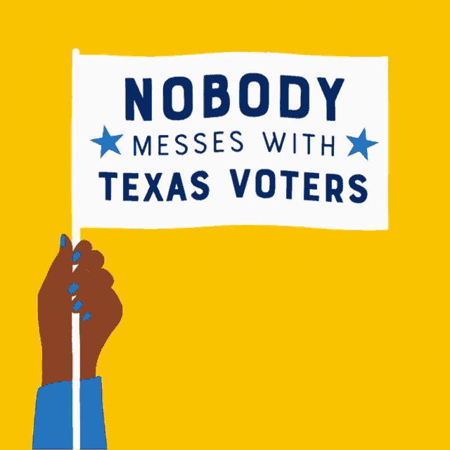 a hand is holding a flag that says nobody messes with texas voters