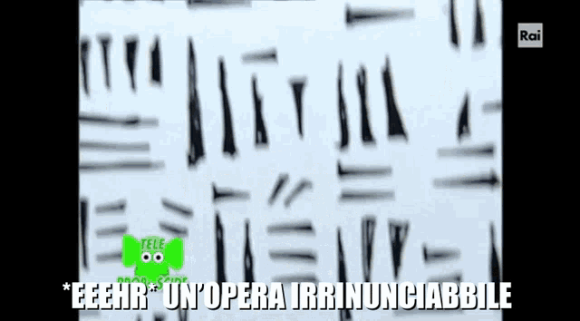 a tv screen with a green frog on it and the words eeehr un opera irrinunciabile