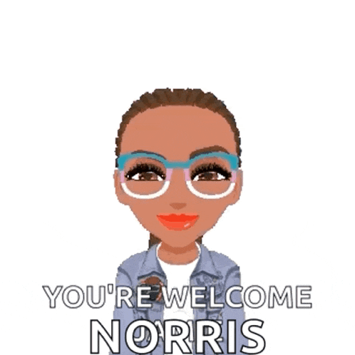 a cartoon of a woman giving an ok sign with the words " no problem you 're welcome norris "