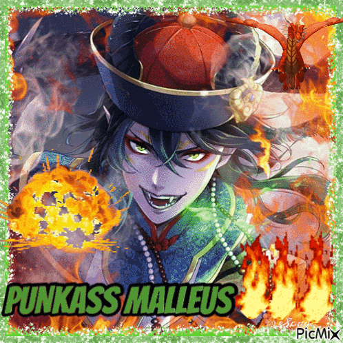 a picture of a demon with the name punkass malleus on the bottom