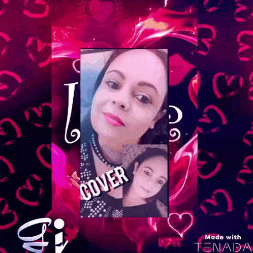 a woman 's face is surrounded by hearts and the words " cover "