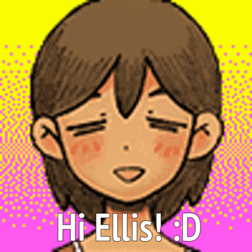 a drawing of a girl with her eyes closed and the words hi ellis d