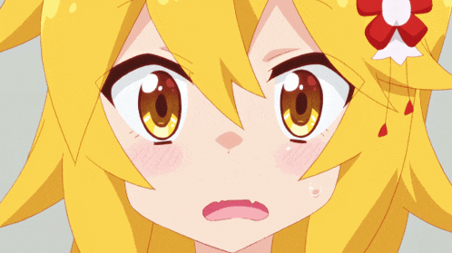a close up of a cartoon character with yellow hair