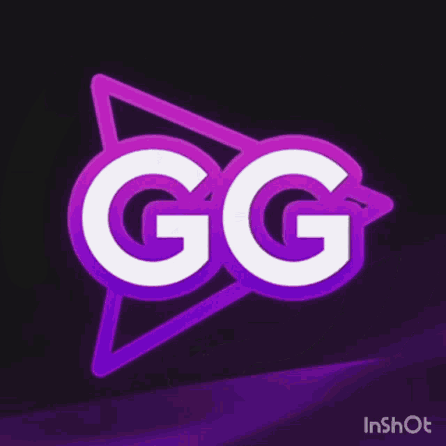 a purple and white logo that says gg on a dark background