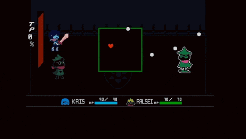 a screenshot of a video game showing kais and ralsei fighting each other