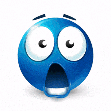 a blue smiley face with a surprised expression on it