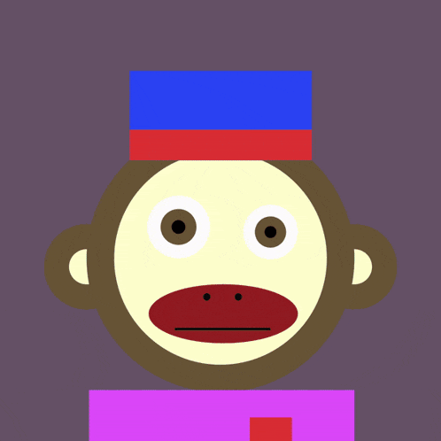 an illustration of a monkey with a purple hat on top of its head