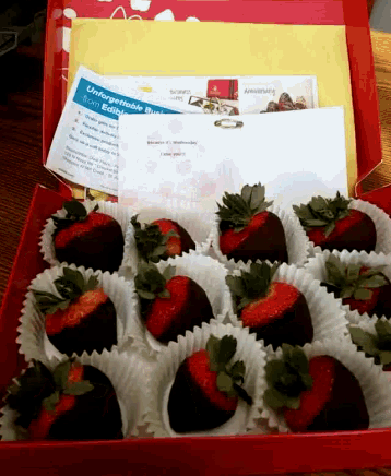 Chocolate Strawberries Thanks Babe Love You GIF