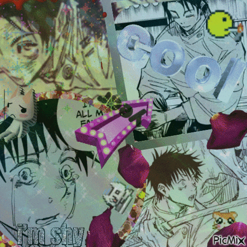 a collage of images with the words i 'm shy on the bottom