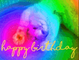 a happy birthday greeting card with a white dog