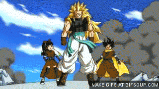 a group of anime characters are standing next to each other with the words make gifs at gifsoup.com at the bottom