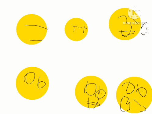 a bunch of smiley faces with one that says ' kinemaster ' on the bottom