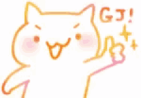 a drawing of a cat giving a high five with the word g3 written on it .
