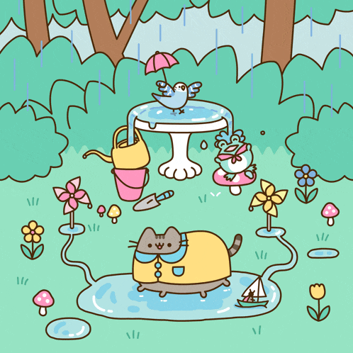 a cartoon drawing of a cat in a yellow coat
