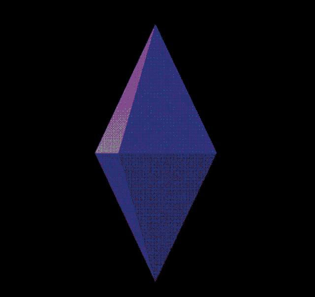 a purple pyramid on a black background with a reflection