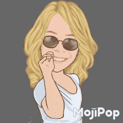 a cartoon of a woman wearing sunglasses and a white shirt
