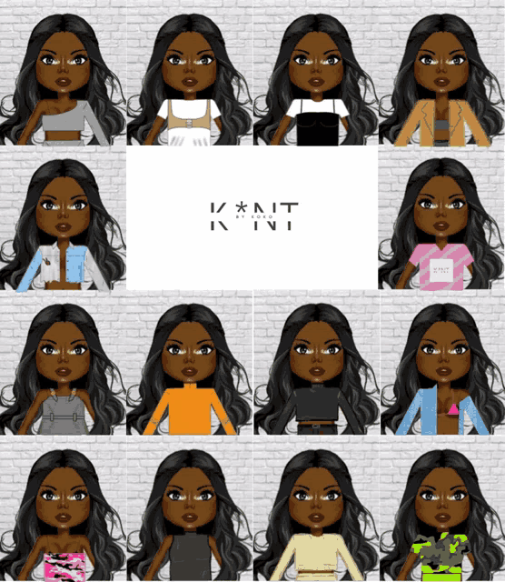 a collage of cartoon characters with the word knit on the bottom left