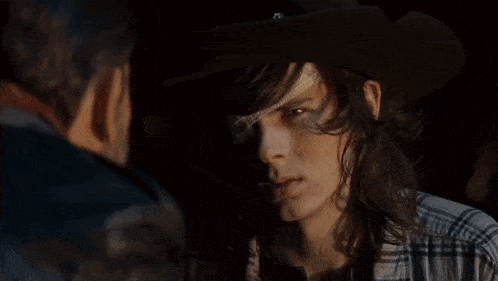 Carl Grimes Staring At Negan Twd Gif The Walking Dead Gif GIF - Carl Grimes Staring At Negan Twd Gif The Walking Dead Gif Div GIFs