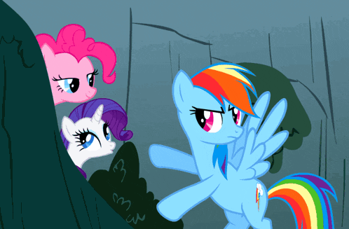 pinkie pie rarity and rainbow dash are looking at each other