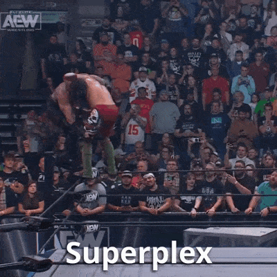 two men are wrestling in a ring with the words superplex on the bottom