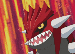 a cartoon character with sharp teeth and spikes on its head