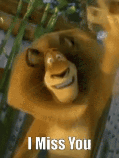 a cartoon character from madagascar says i miss you .