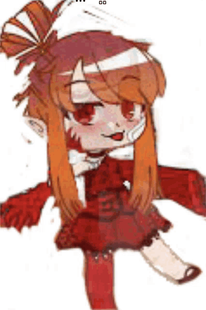 a drawing of a girl in a red dress