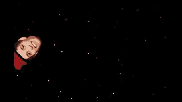 a man in a red hat is floating in the dark