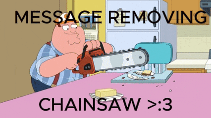 peter griffin is using a chainsaw to remove a message from his phone