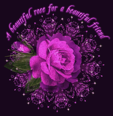 a purple rose with the words " a beautiful rose for a beautiful friend " above it
