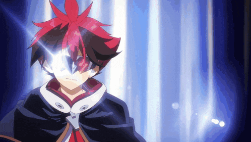 a boy with red hair is wearing a cape and mask