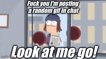 a cartoon character is holding a newspaper and says look at me go !