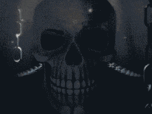 a skull with chains around it 's neck